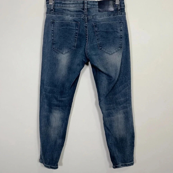 ONE TEASPOON | FREEBIRDS II  DISTRESS DARK WASH ANKLE ZIP JEANS - Picture 13 of 15
